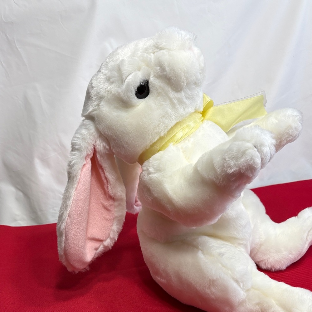 Commonwealth White Bunny With Yellow Ribbon Plush 16" - Picture 8 of 8
